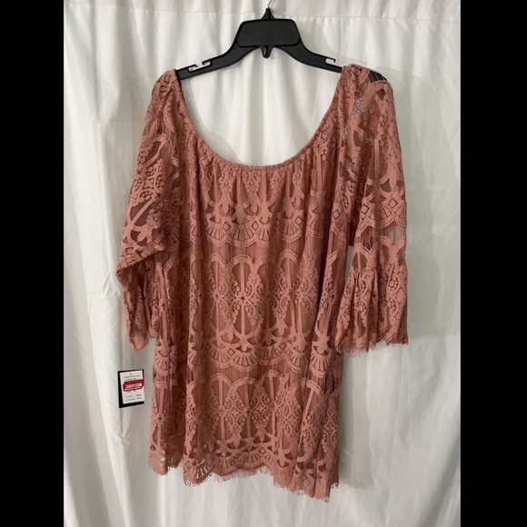 NWT $49 Want And Need Pink Lace 3/4‎ Sleeve Top [ PLUS SZ 2X ] - Picture 11 of 12